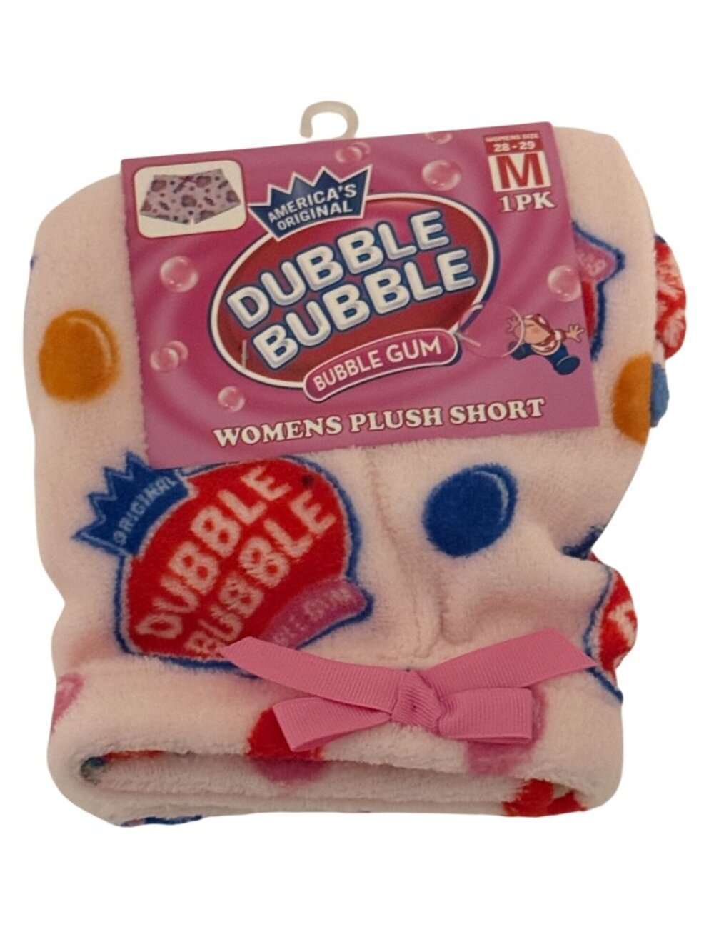 Dubble Bubble Plush Pajama Shorts Womens Medium Pink Bubble Gum